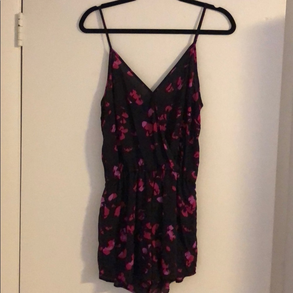 Purple/pink floral romper, small, lightly worn